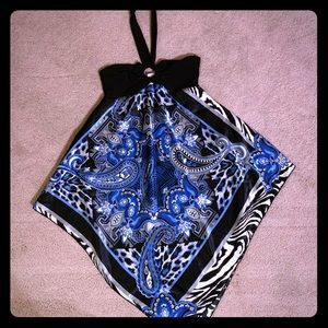 Blue and black top